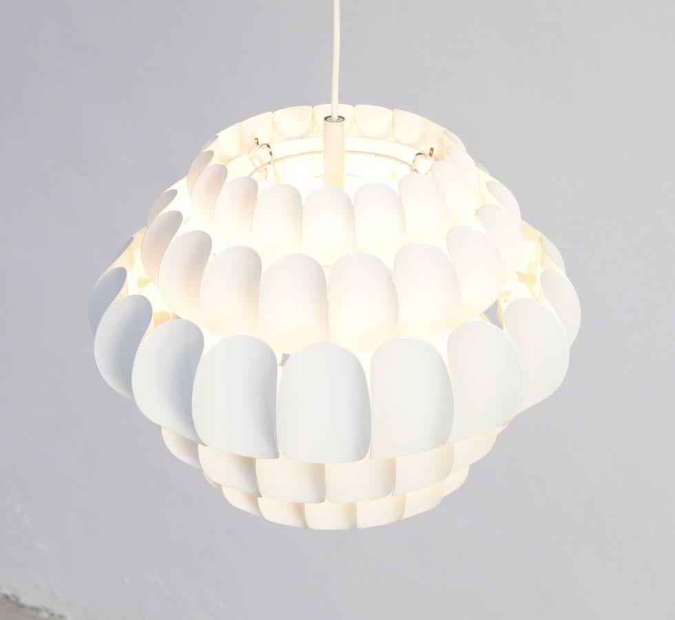 Mid-Century Modern White Metal Pendant Lamp by Thorsten Orrling for Hans-Agne Jakobsson AB