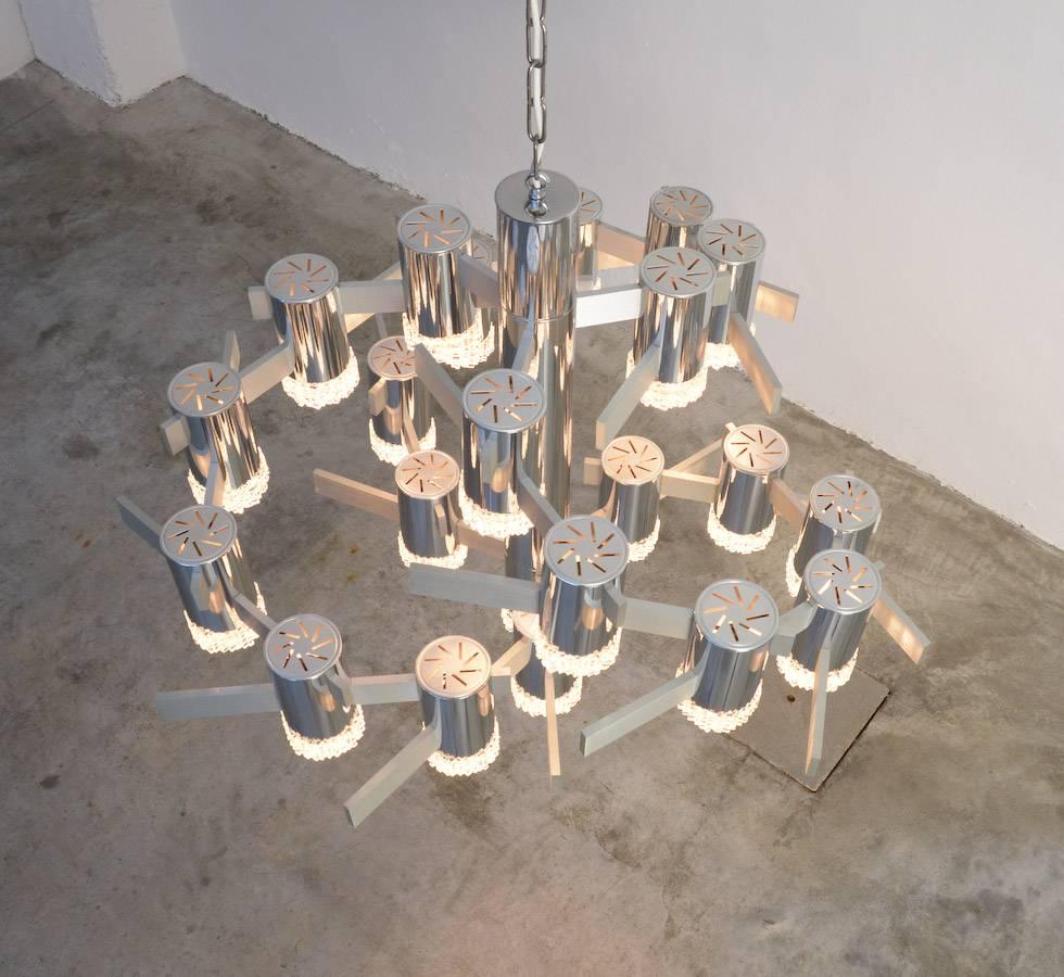 Brushed Impressive Sculptural Chandelier by Gaetano Sciolari