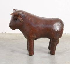 Dimitri Omersa Leather Bull footstool of the 1960s