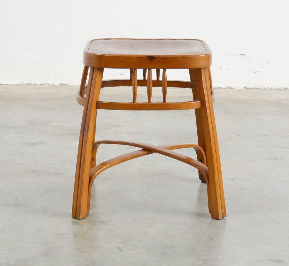 This beautiful stool was designed by Gustav Siegel around 1905 for J. & J. Kohn, Austria.
Gustav Siegel (1880-1968, Vienna) was an Austrian furniture designer of the Wiener Secession. He studied on the School of Applied Arts in Vienna for