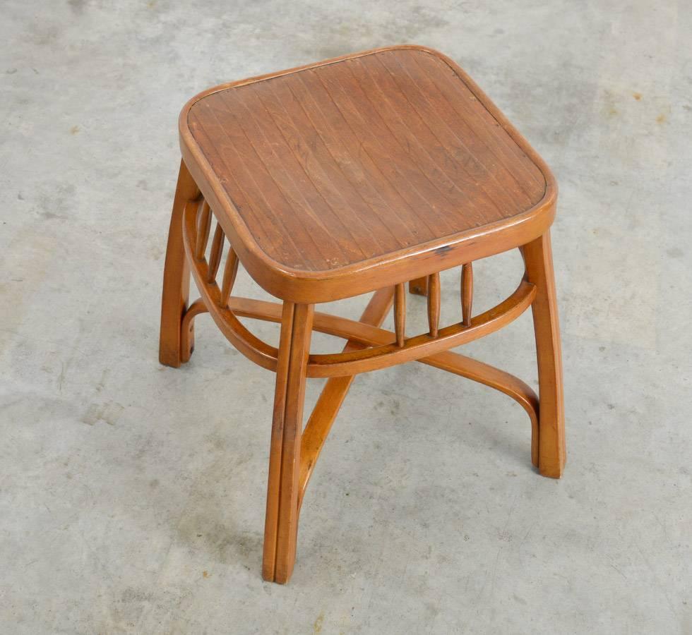 Wiener Secession Stool by Gustav Siegel for J. & J. Kohn In Excellent Condition In Vlimmeren, BE