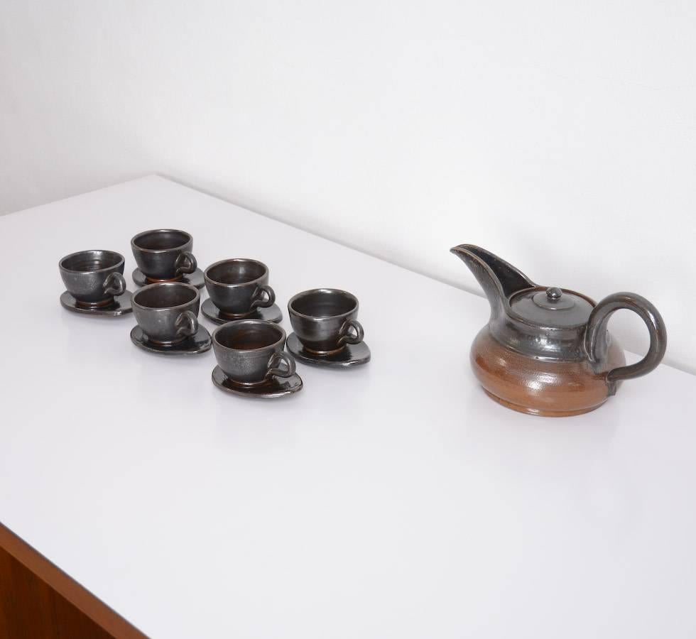 Mid-Century Modern Tea Set by the Belgian Ceramist Marcellus Aubry