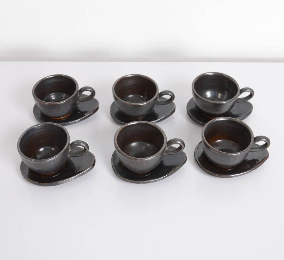 20th Century Tea Set by the Belgian Ceramist Marcellus Aubry