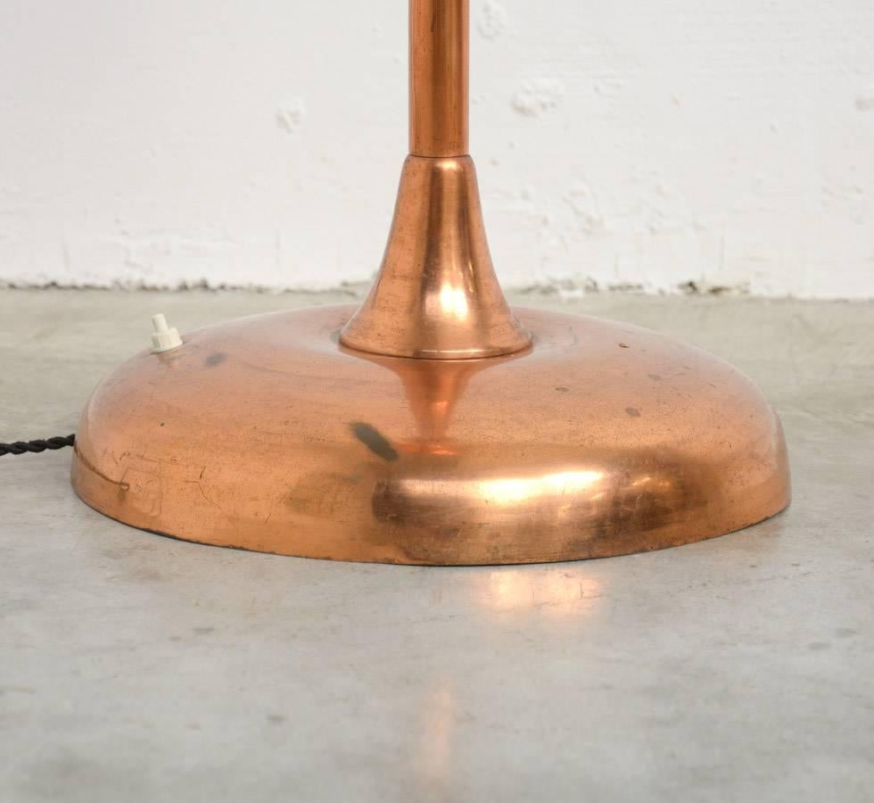 Mid-20th Century Red Copper Art Deco Floor Lamp For Sale