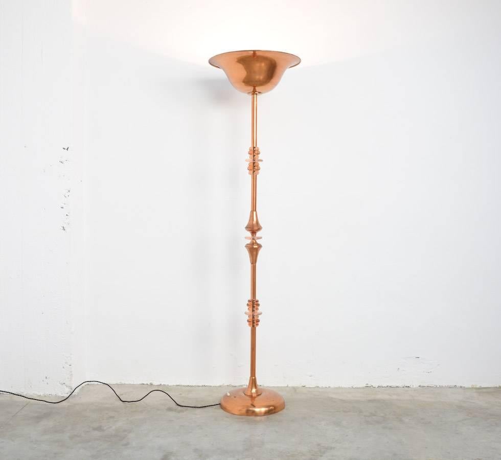 Red Copper Art Deco Floor Lamp For Sale 3