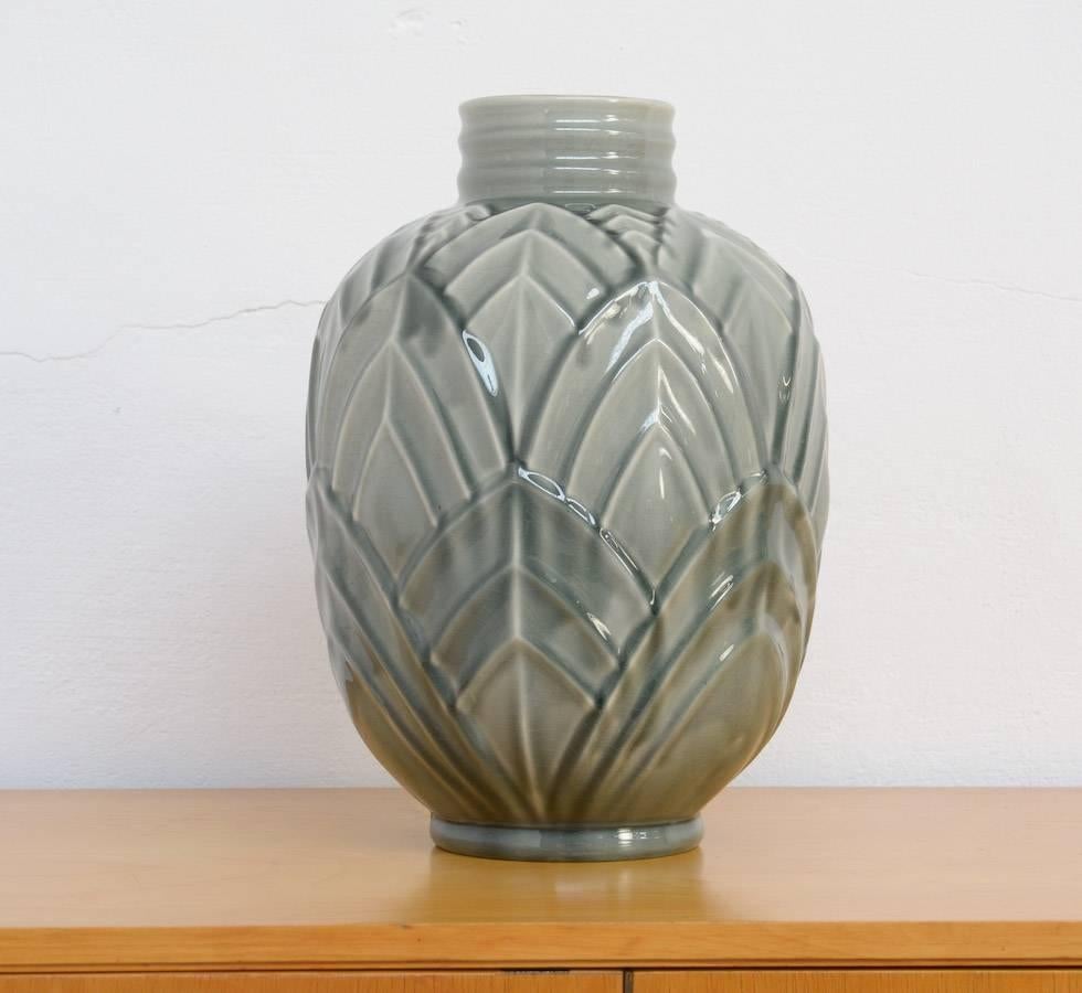 Art Deco Large Earthenware Vase by Charles Catteau for Boch Frères Keramis