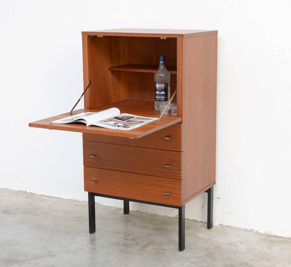 Belgian Minimal Bar or Writing Cabinet by Pierre Guariche for Meurop