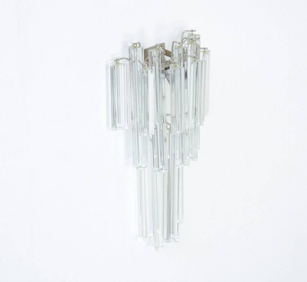 Mid-Century Modern Venini Crystal Glass Cascading Wall Lamp