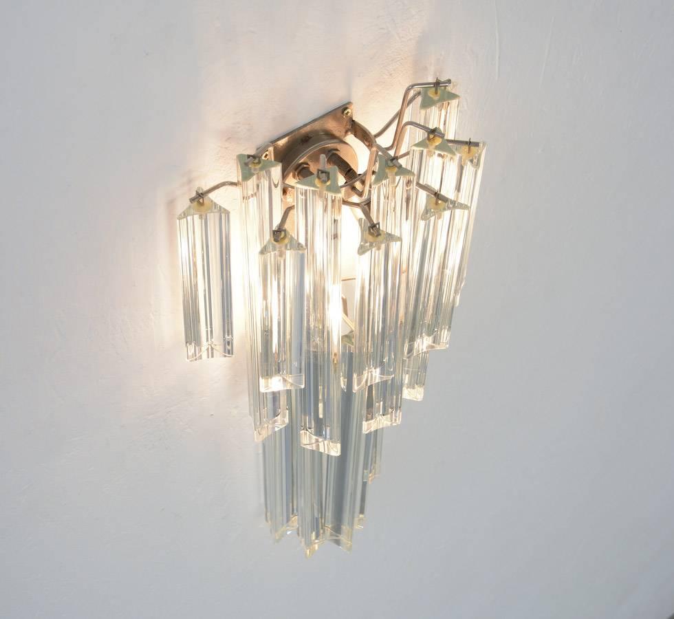 Italian Venini Crystal Glass Cascading Wall Lamp