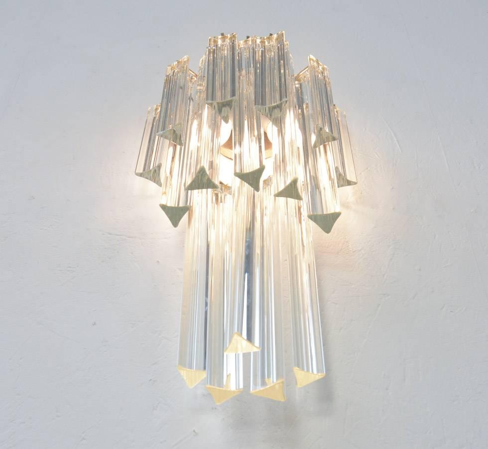 Metal Venini Crystal Glass Cascading Wall Lamp