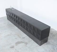 Impressive Pair of Black Brutalist Sideboards