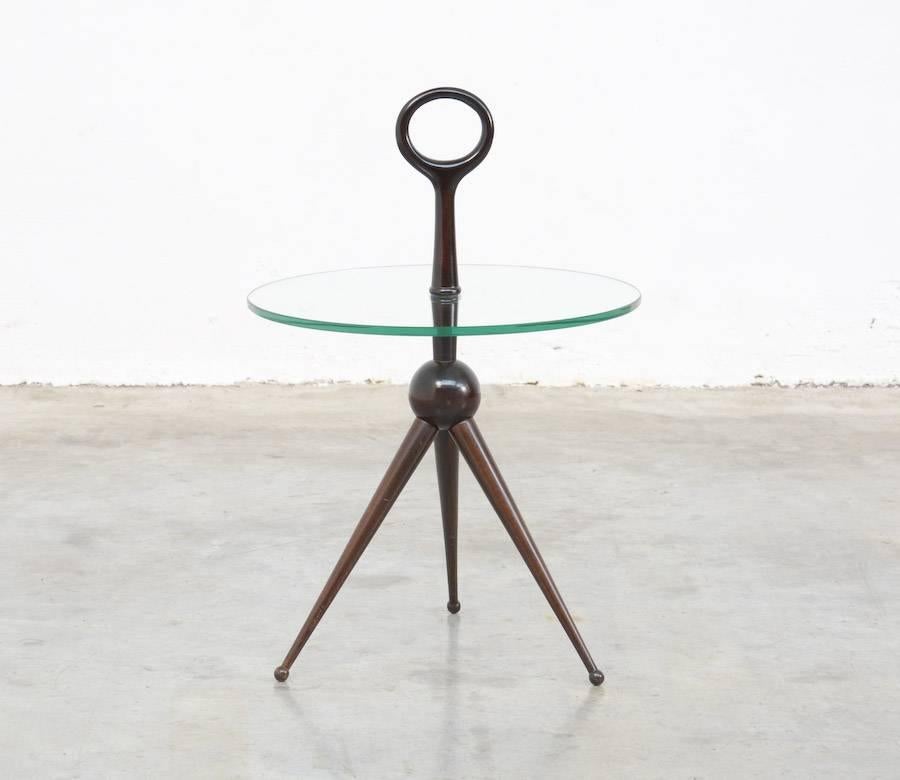 Italian Rare Mid-Century Tripod Side Table by Cesare Lacca