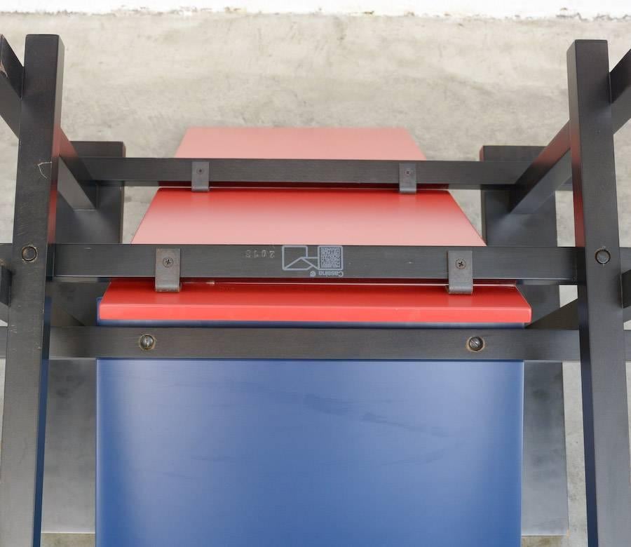 Late 20th Century Red and Blue Chair by Gerrit Rietveld for Cassina