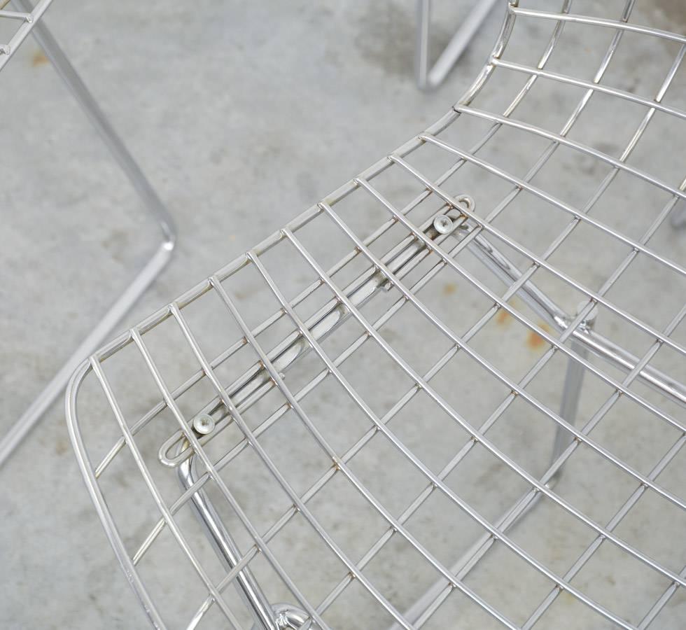 20th Century Set of Six Wire Chairs by Harry Bertoia for Knoll International De Coene