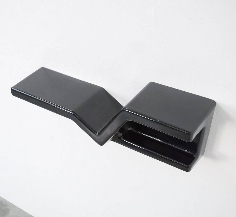 Italian Sculptural Black Plastic Floating Shelf by Nani Prina