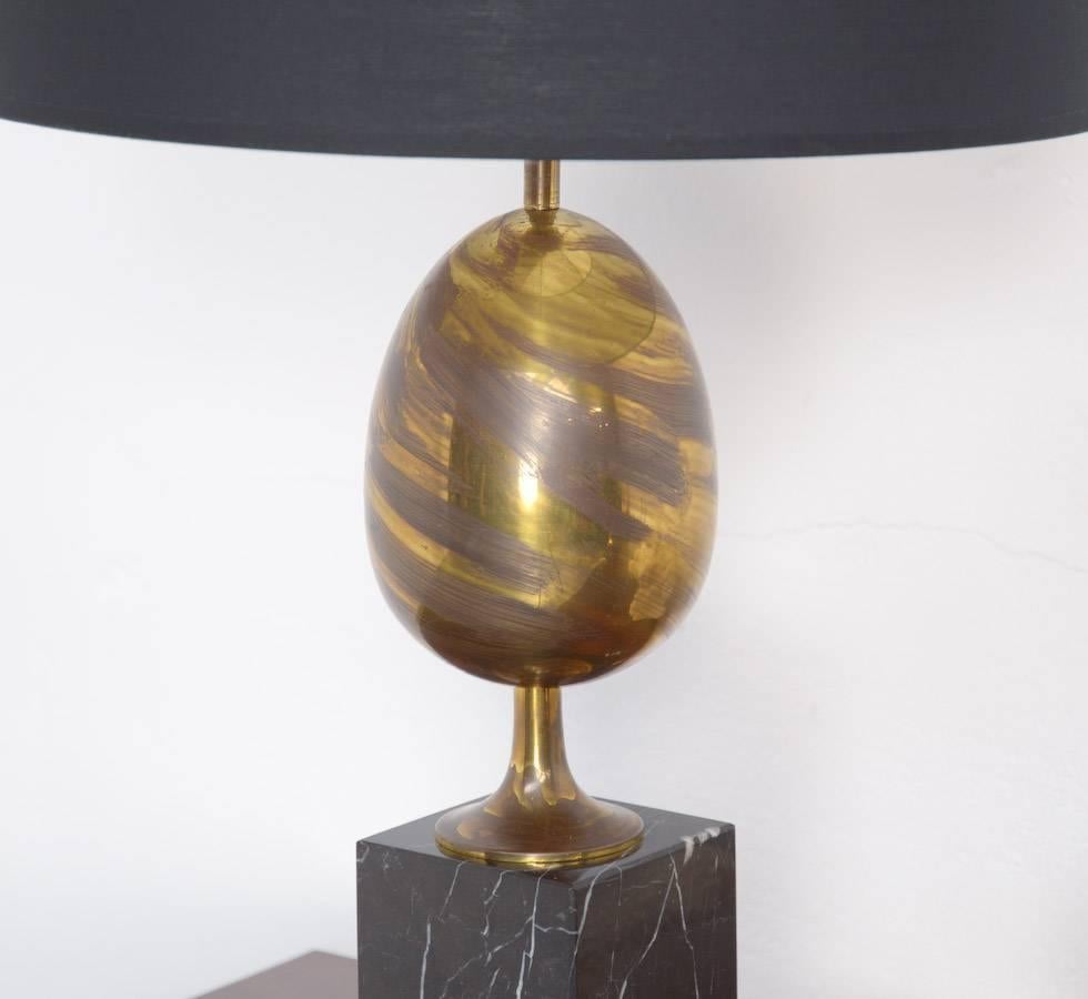 Belgian Black Marble and Brass Table Lamp