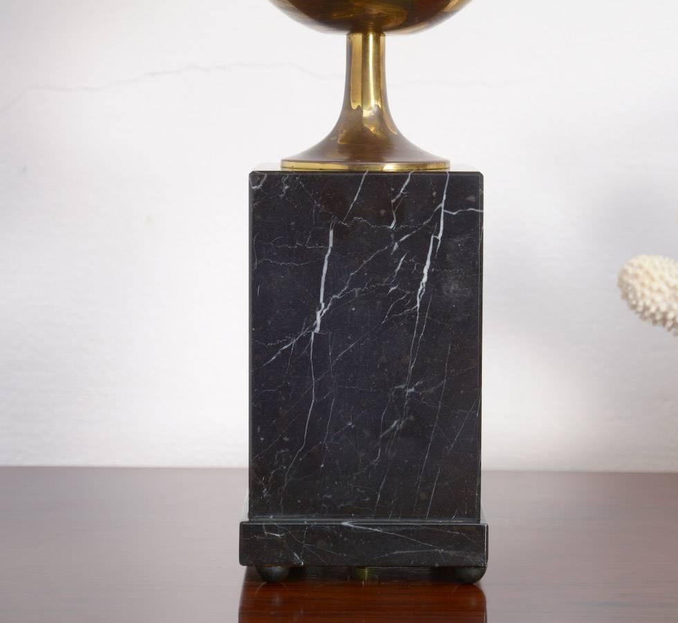 Black Marble and Brass Table Lamp In Excellent Condition In Vlimmeren, BE