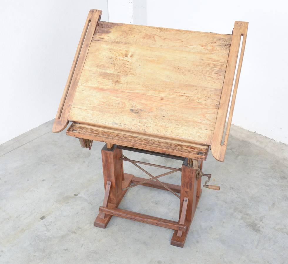 Impressive Industrial Wooden Drafting Table 4