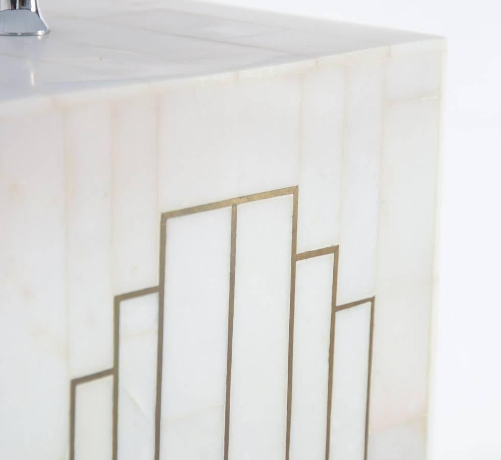 Geometric Marble Table Lamp In Good Condition For Sale In Vlimmeren, BE