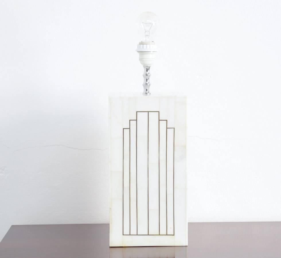 Late 20th Century Geometric Marble Table Lamp For Sale