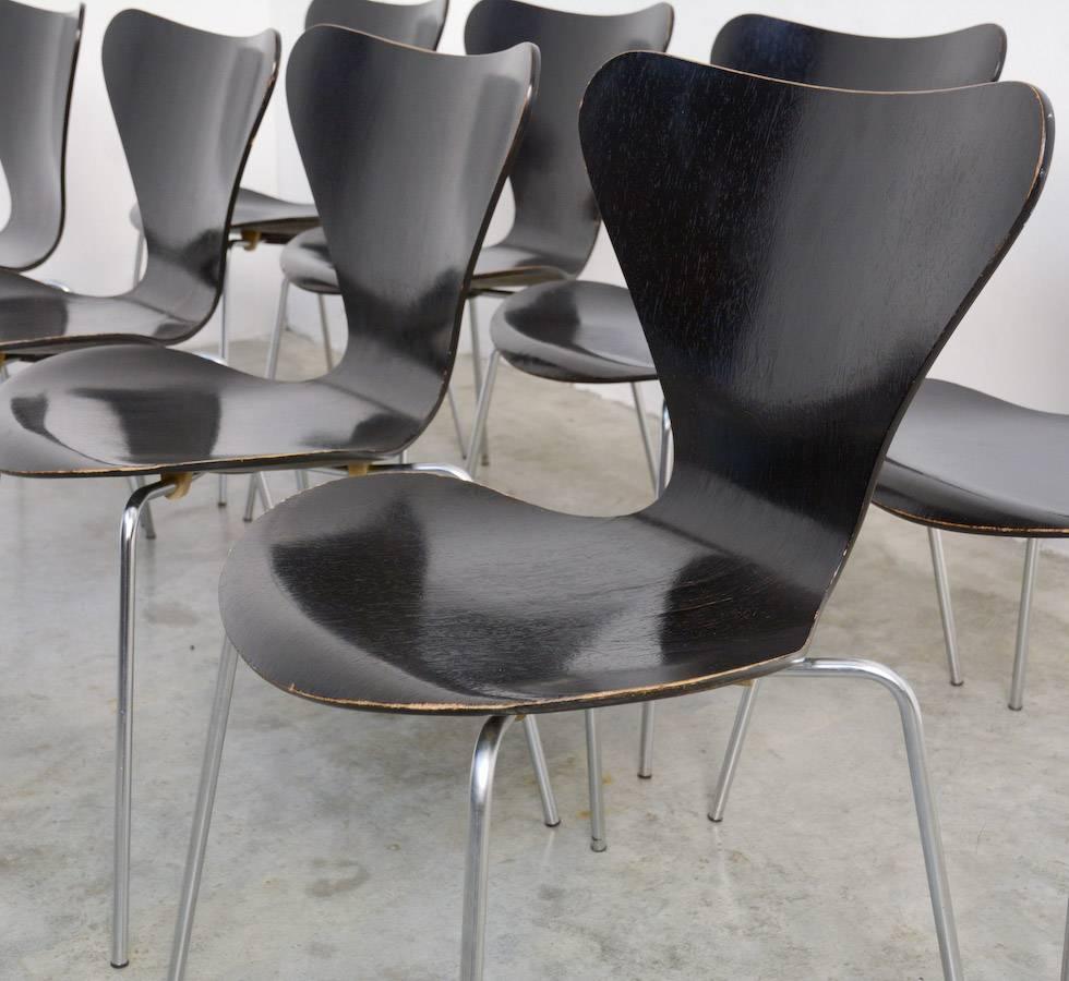 Set of Black Butterfly Chairs by Arne Jacobsen for Fritz Hansen In Good Condition In Vlimmeren, BE