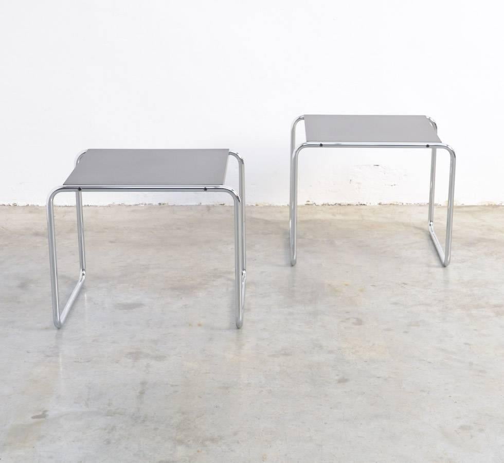 Bauhaus Pair of Laccio Side Tables by Marcel Breuer for Gavina