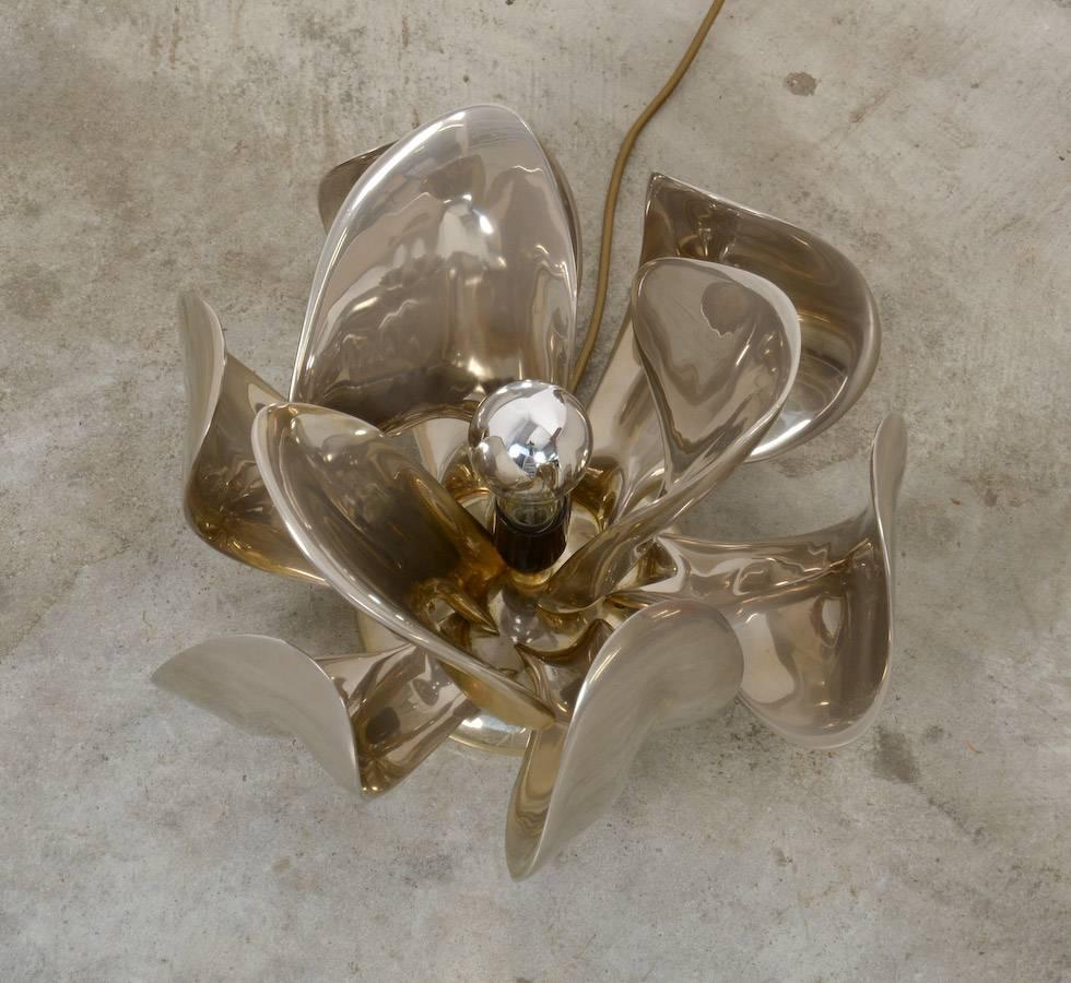 Brass Rare Table Lamp “Fleur d’Or” by Michel Armand