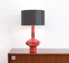Brutalist Red Ceramic Table Lamp by Rogier Vandeweghe for Amphora
