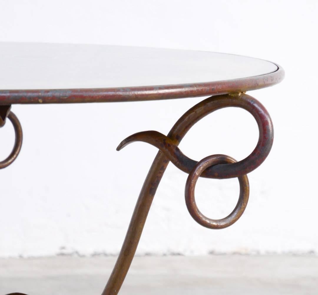 Belgian Gilded Forged Iron Coffee Table by René Drouet