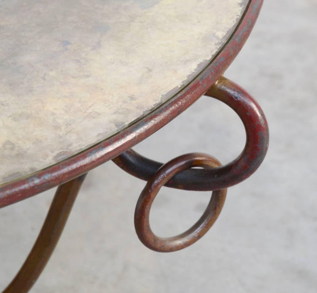 Gilded Forged Iron Coffee Table by René Drouet 1