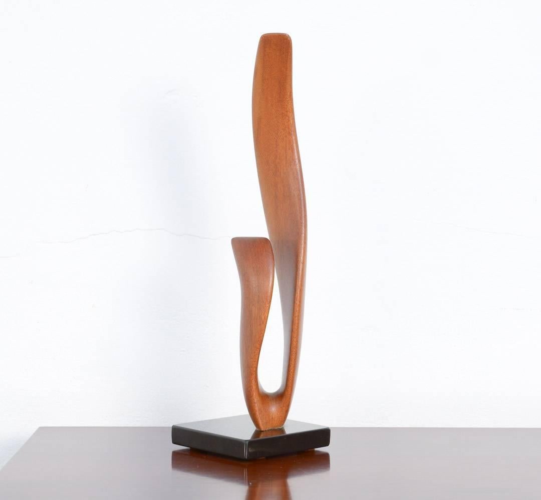 Belgian Abstract Organic Wooden Sculpture by J. Theys