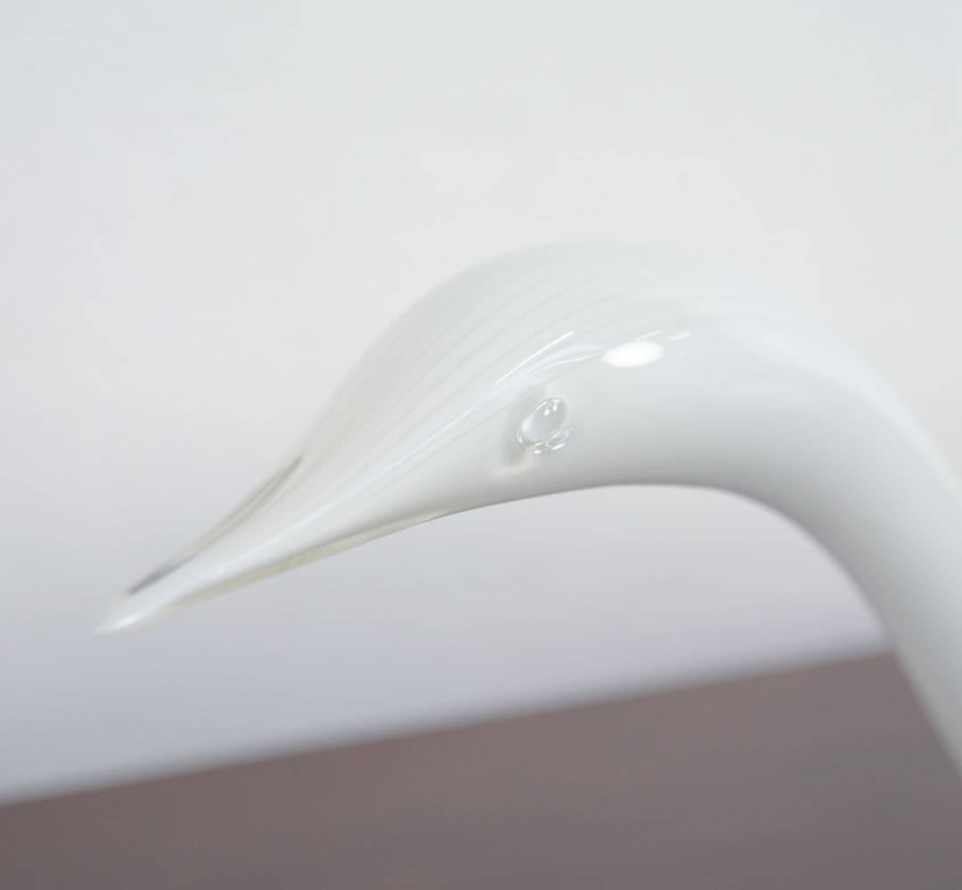 Murano Glass Pair of White Glass Bird Sculptures by Livio Seguso for Seguso A.V. For Sale