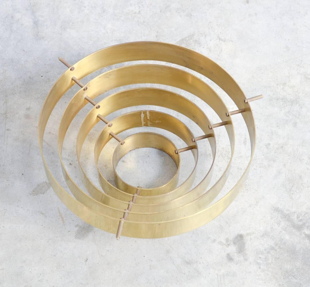 Belgian Unique Brass Ceiling Lamp by Jules Wabbes, 1969 For Sale