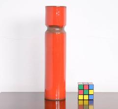 Red Cylindric Vase by Oswald Tieberghien
