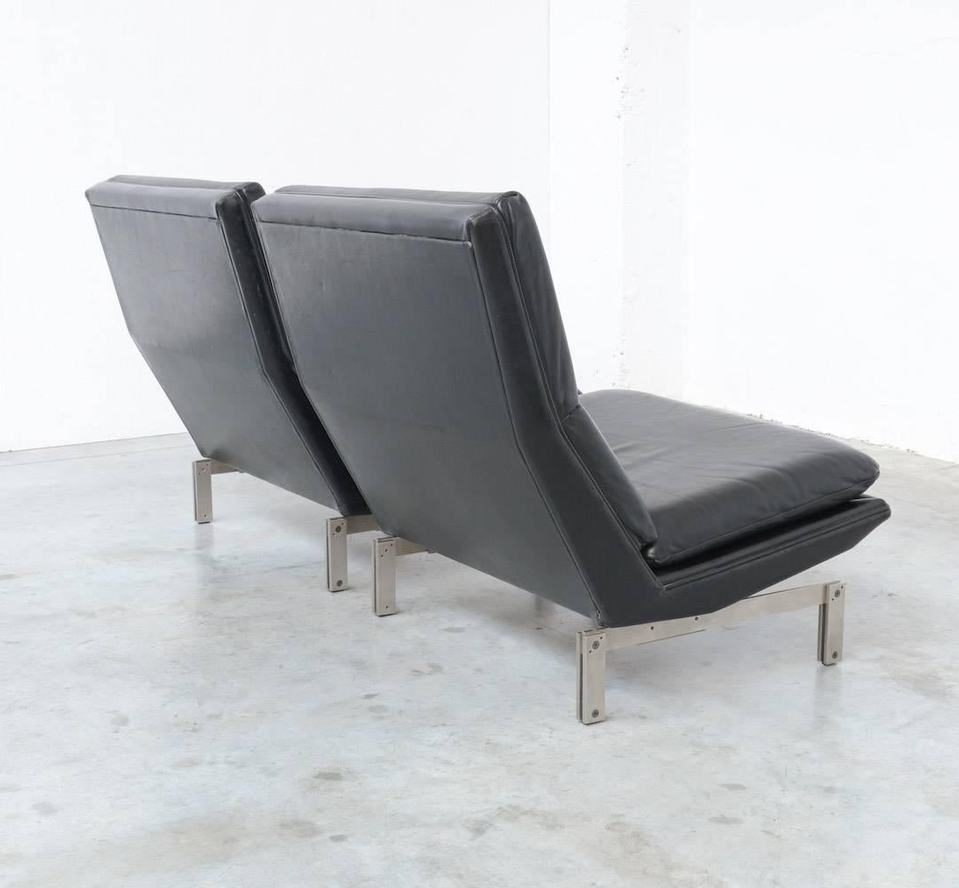 Pair of Minimal Easy Chairs by Georges Vanrijk for Beaufort 1