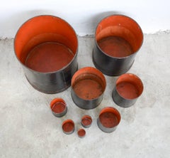 Set of Nine Vintage Metal Measuring Containers