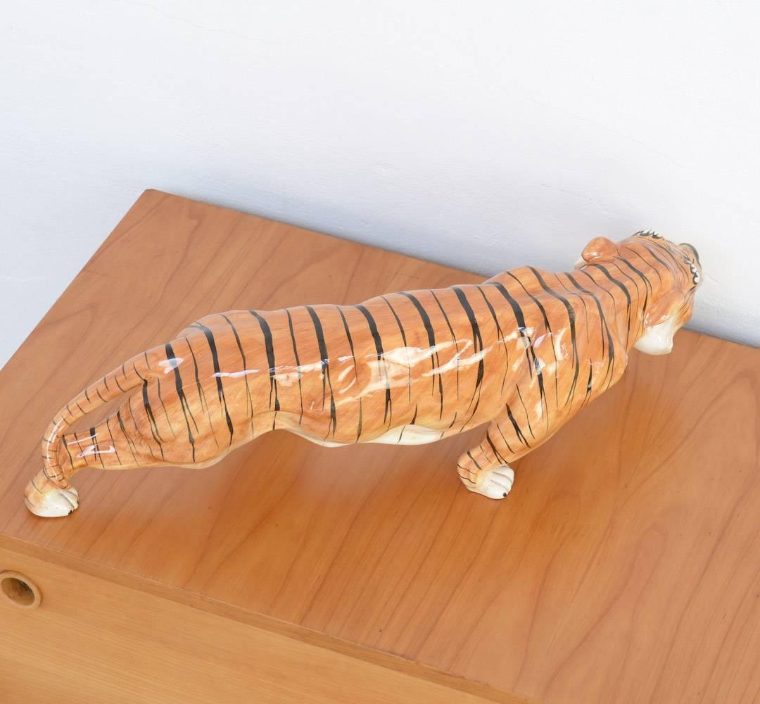 Italian Porcelain Sculpture of a Walking Tiger