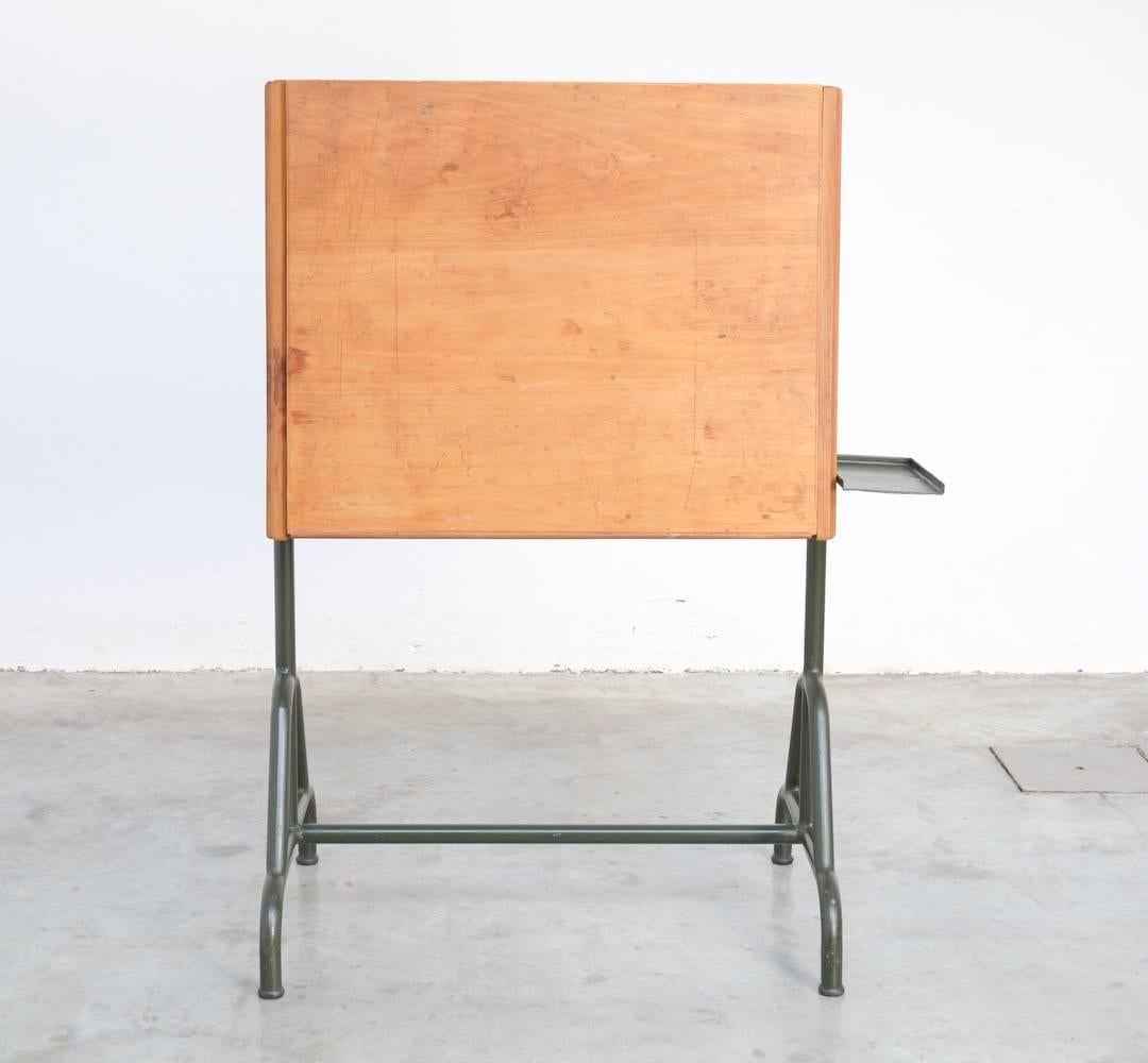 Belgian Old Industrial Drafting Table of the 1940s