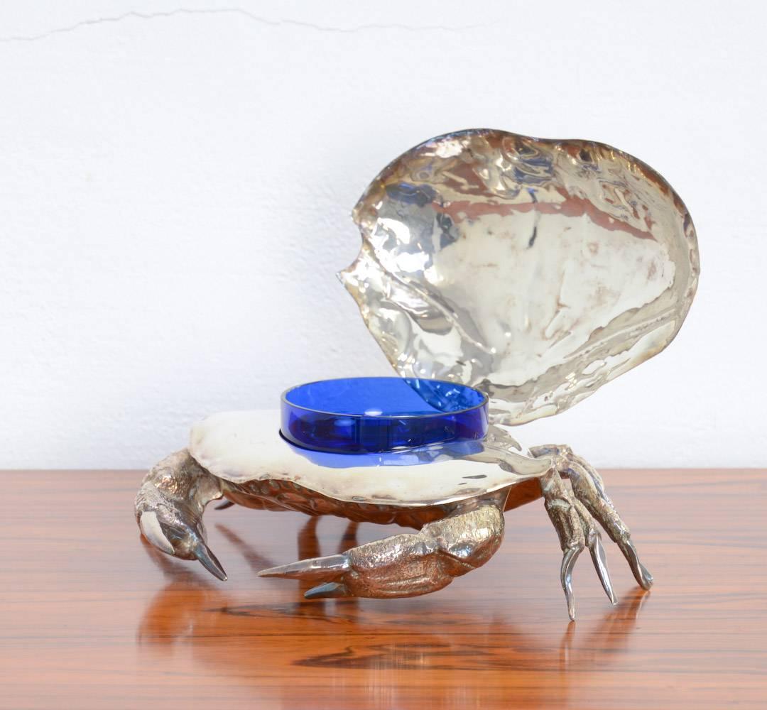 Late 20th Century Large Silver Plated Crab Caviar Server