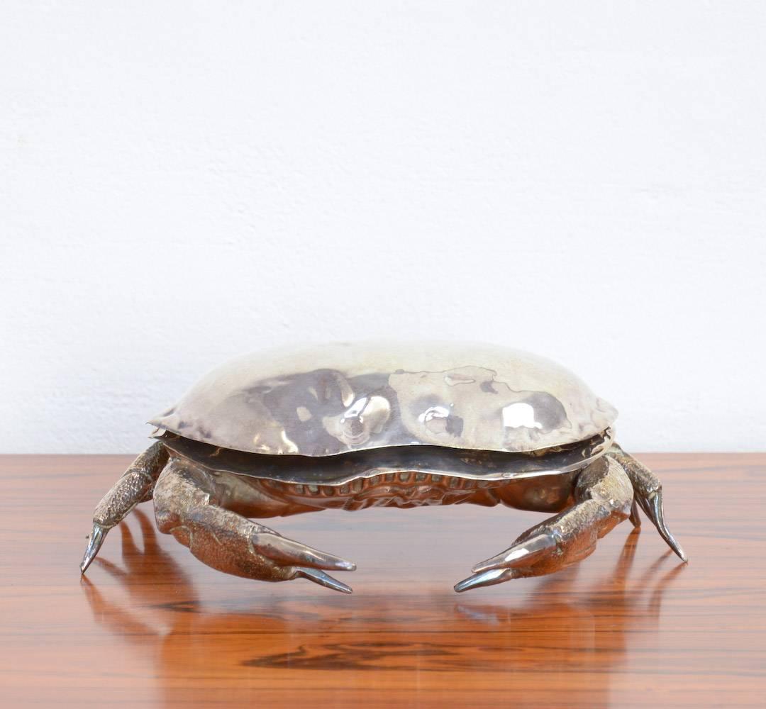 Large Silver Plated Crab Caviar Server In Good Condition In Vlimmeren, BE