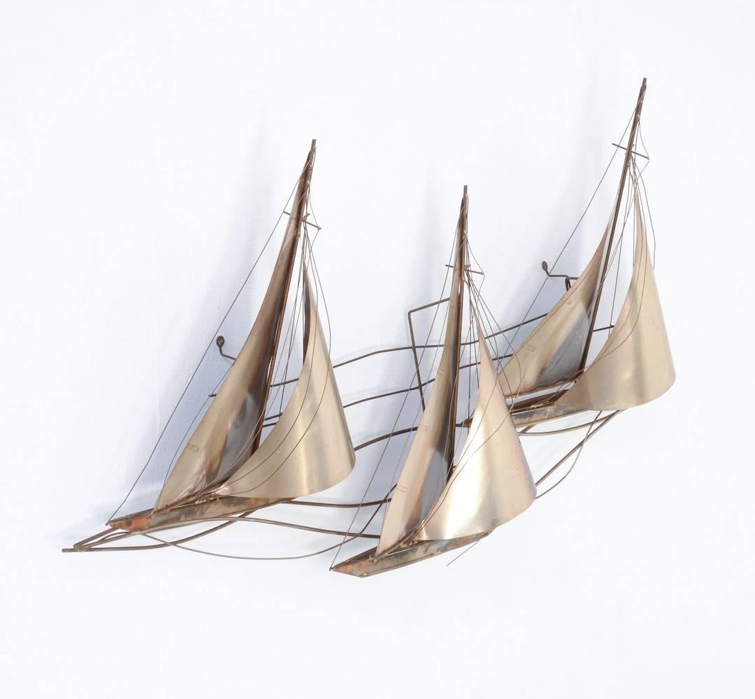 curtis jere sailboat wall sculpture
