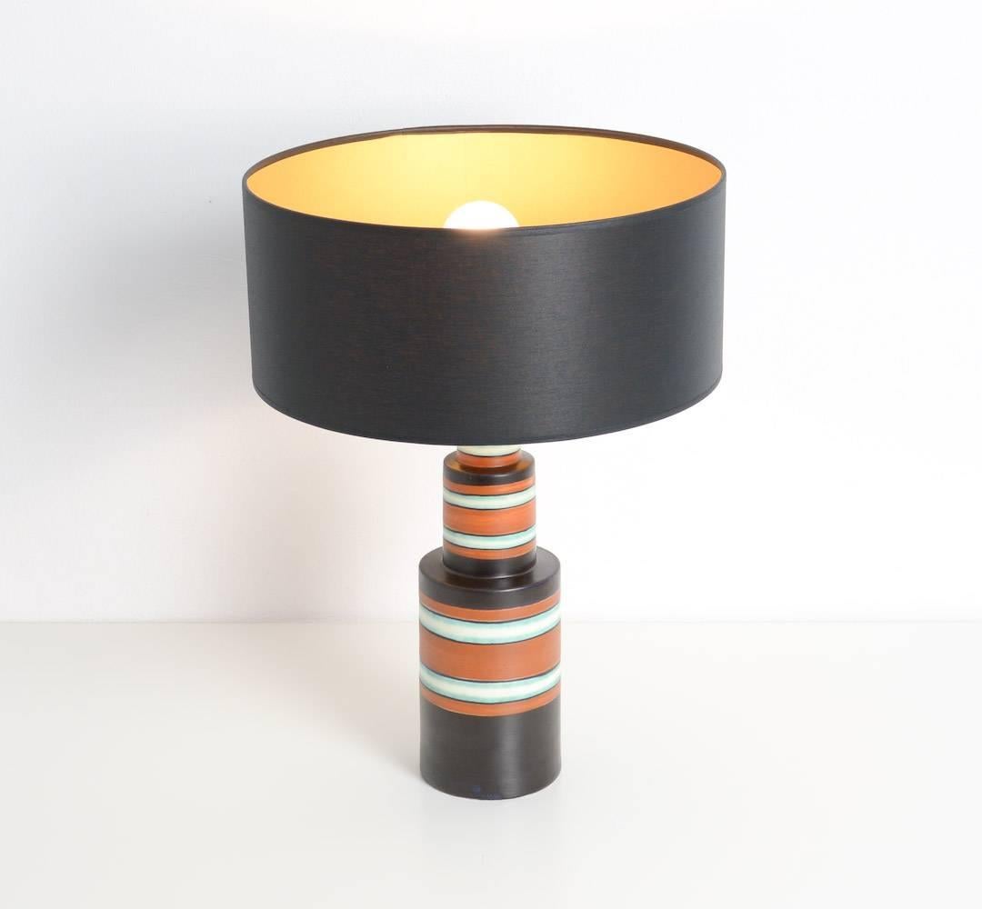 Belgian Art Deco Polychrome Earthenware Table Lamp for Boch Keramis