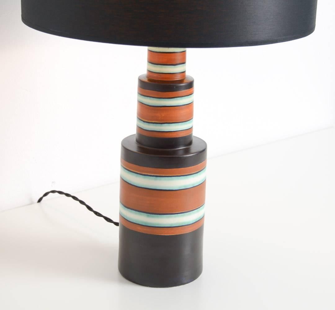 Ceramic Art Deco Polychrome Earthenware Table Lamp for Boch Keramis