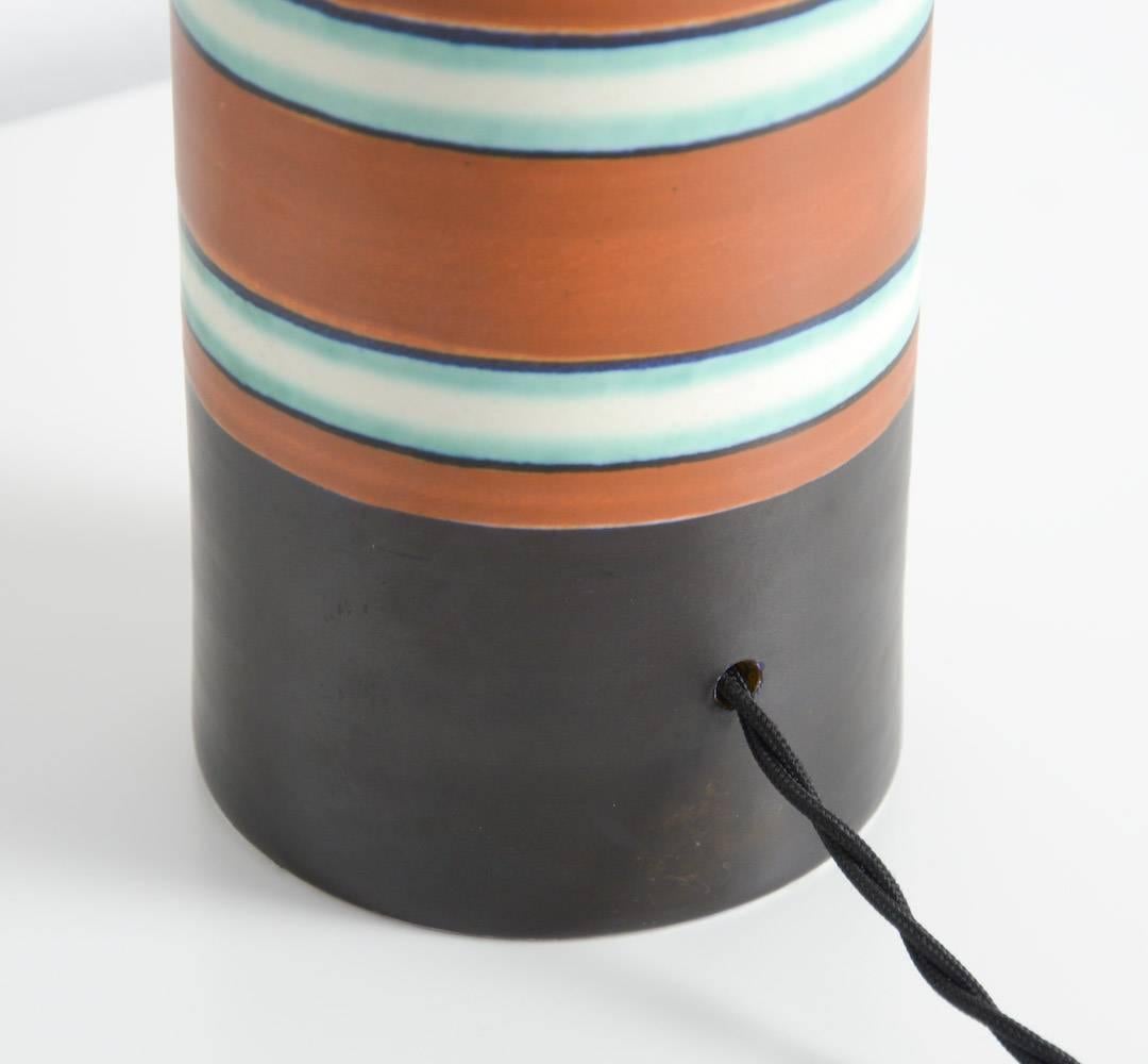 Art Deco Polychrome Earthenware Table Lamp for Boch Keramis 2