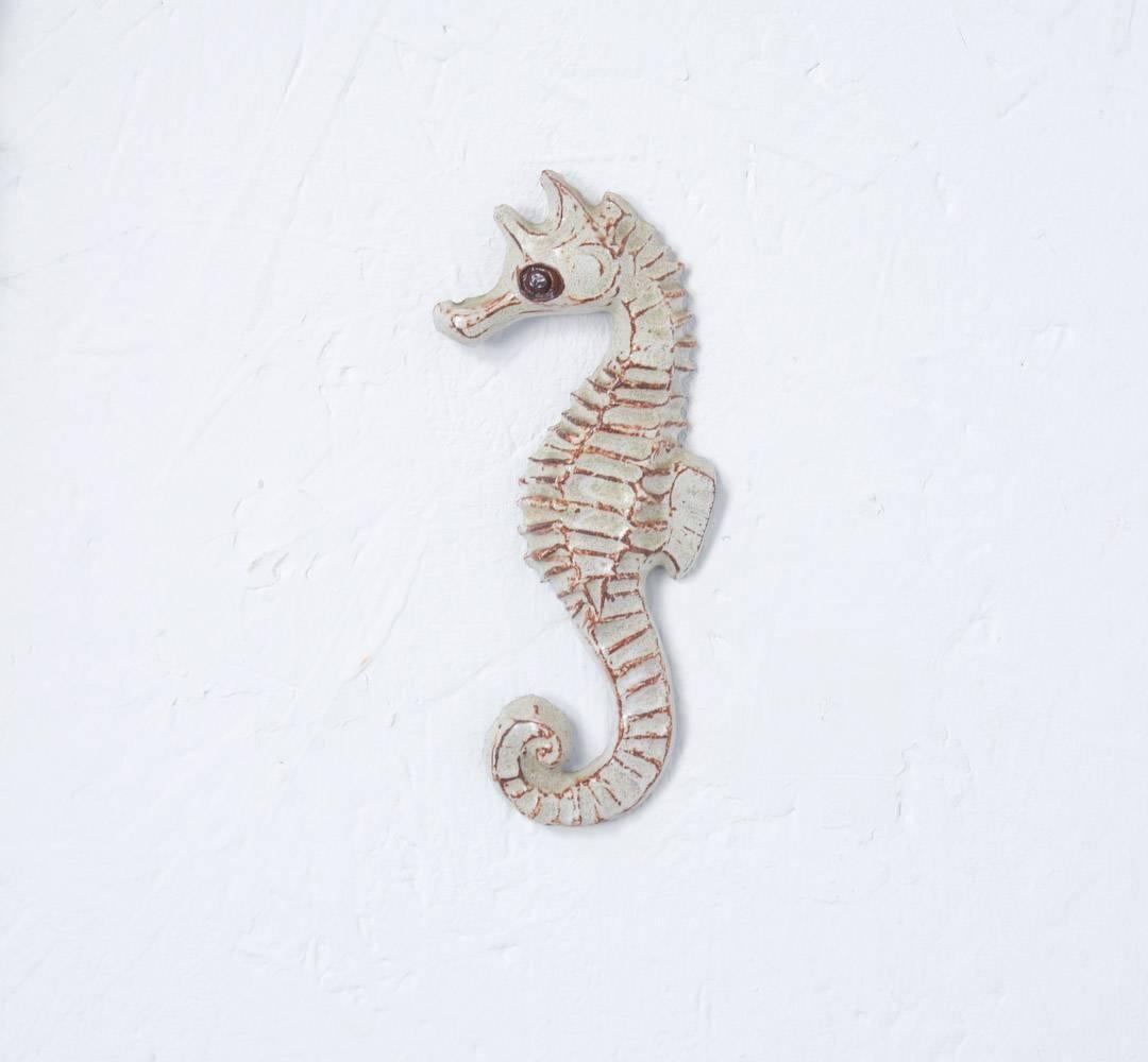 Mid-Century Modern Set of Three Seahorse Ceramic Wall Sculptures by Amphora
