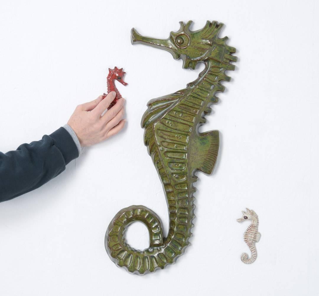 Mid-20th Century Set of Three Seahorse Ceramic Wall Sculptures by Amphora