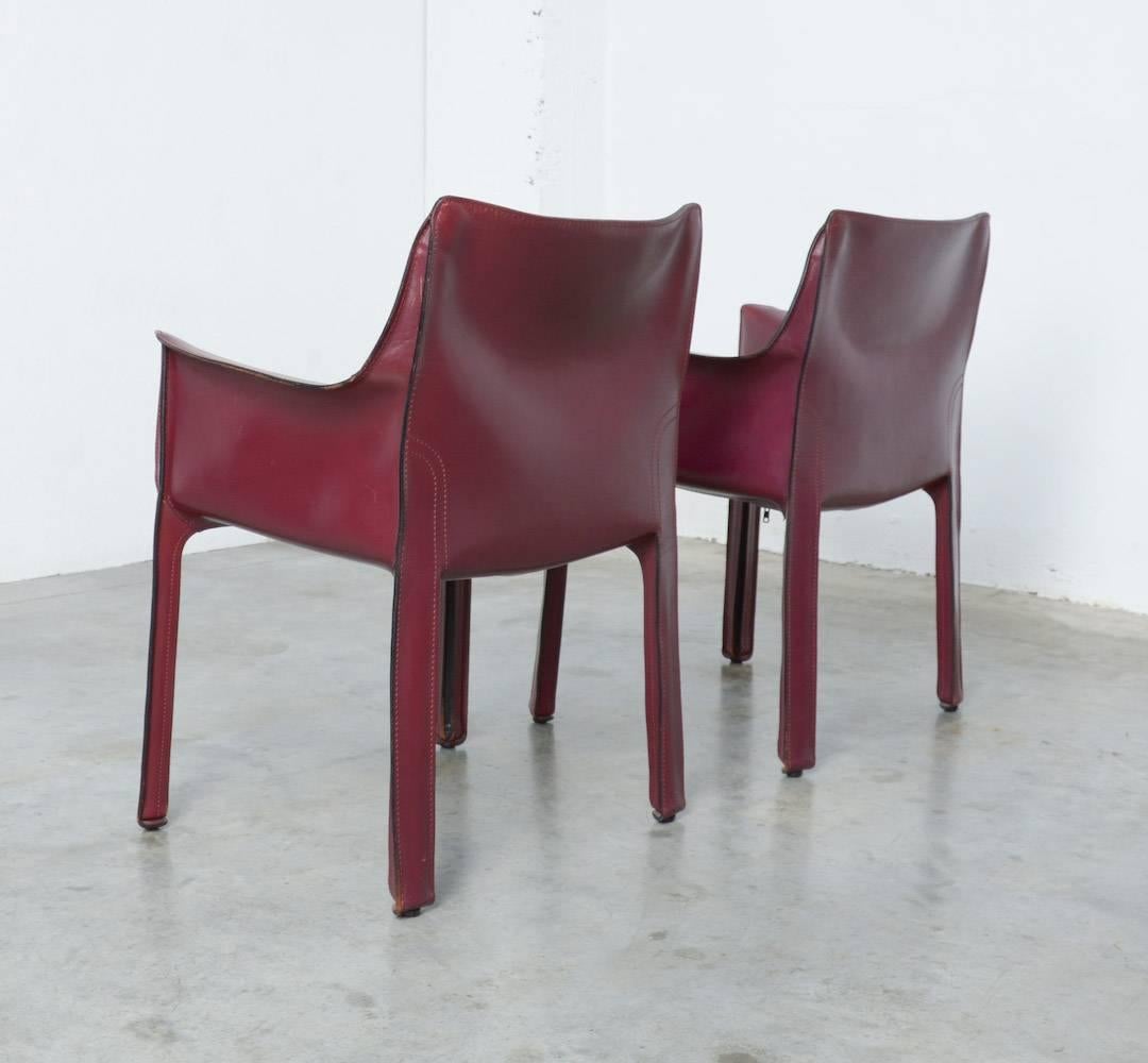 Italian Set of Six CAB Chairs by Mario Bellini for Cassina