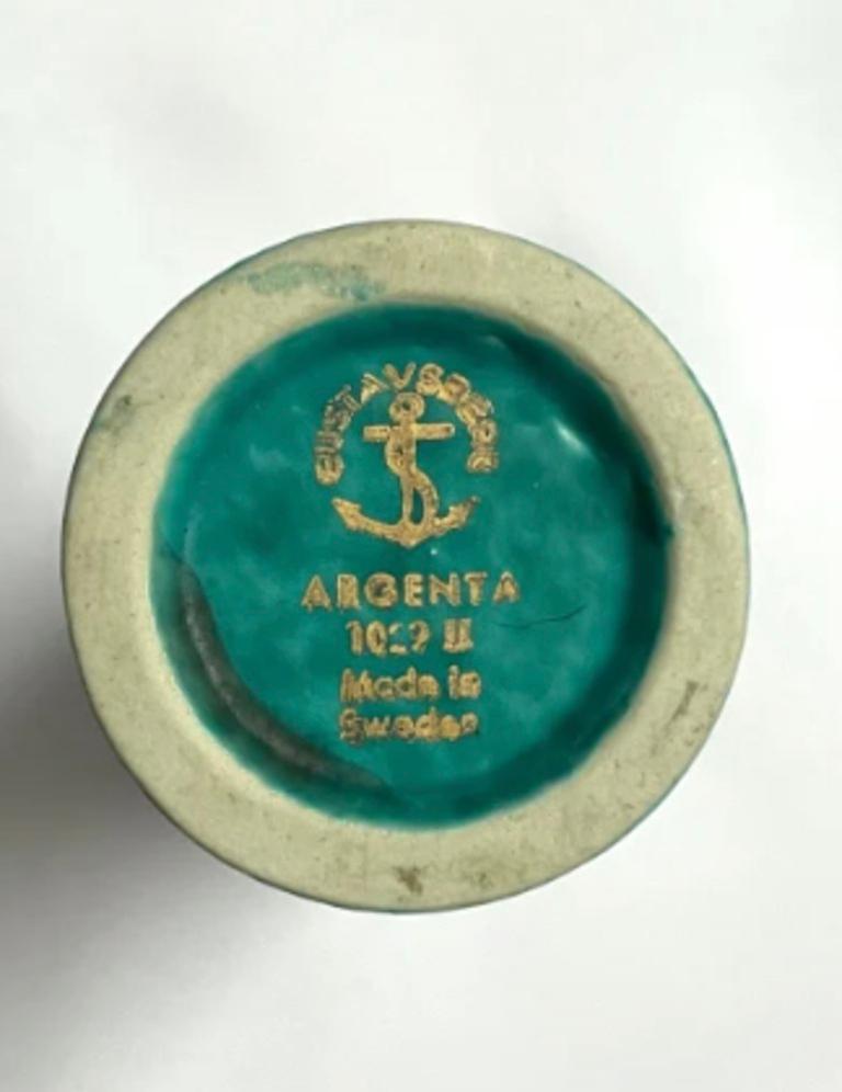 Svedese Vaso turchese con fiore d'oro di Wilhelm Kåge in vendita