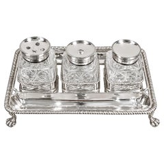 Tintero doble de plata de ley de la época de Jorge II, Londres, 1758