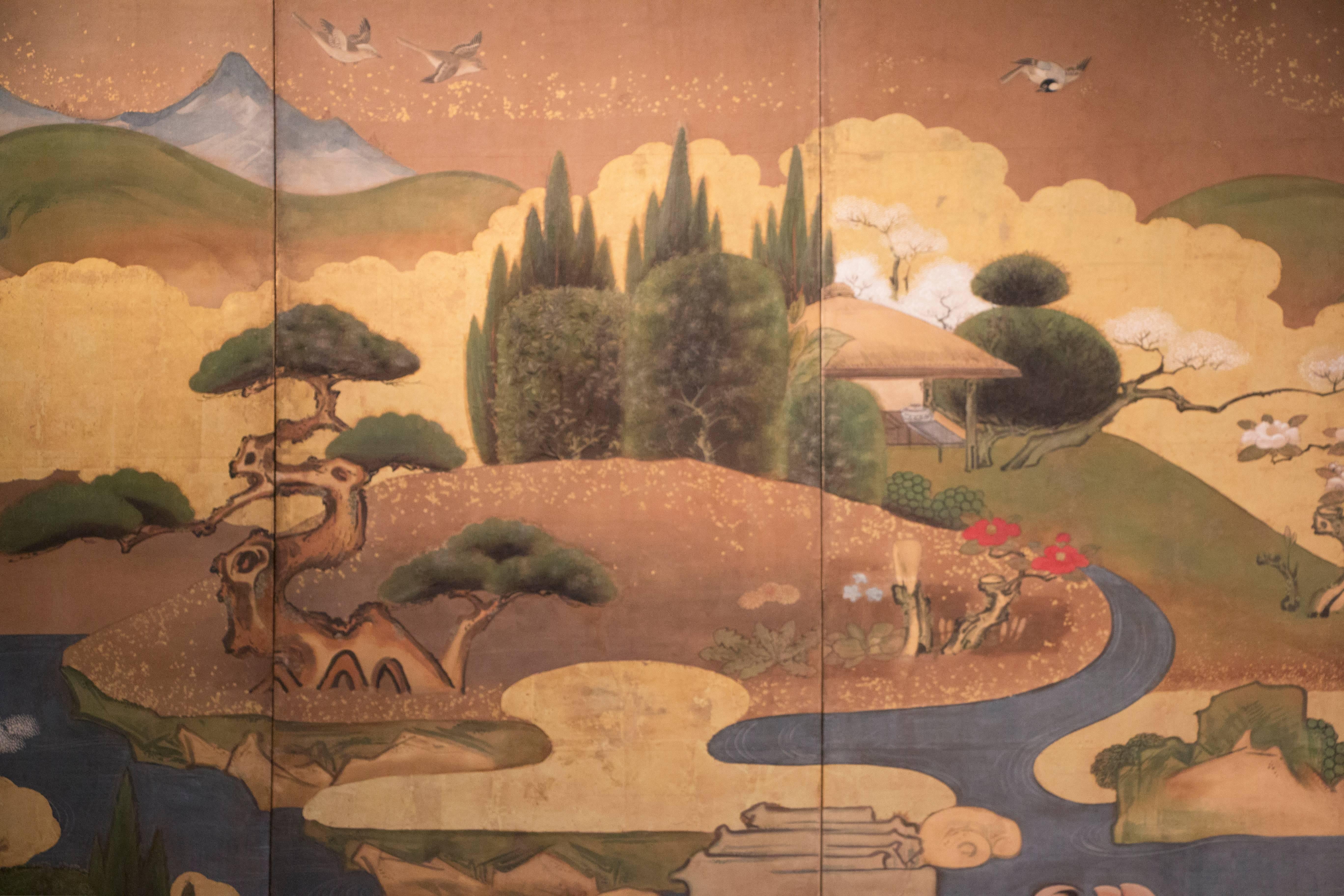 byobu antique japanese screen